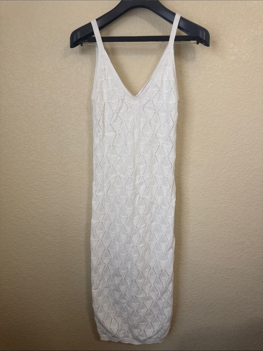 Willow & Wind White Pointelle Knit Sweater Midi Dress Size Small